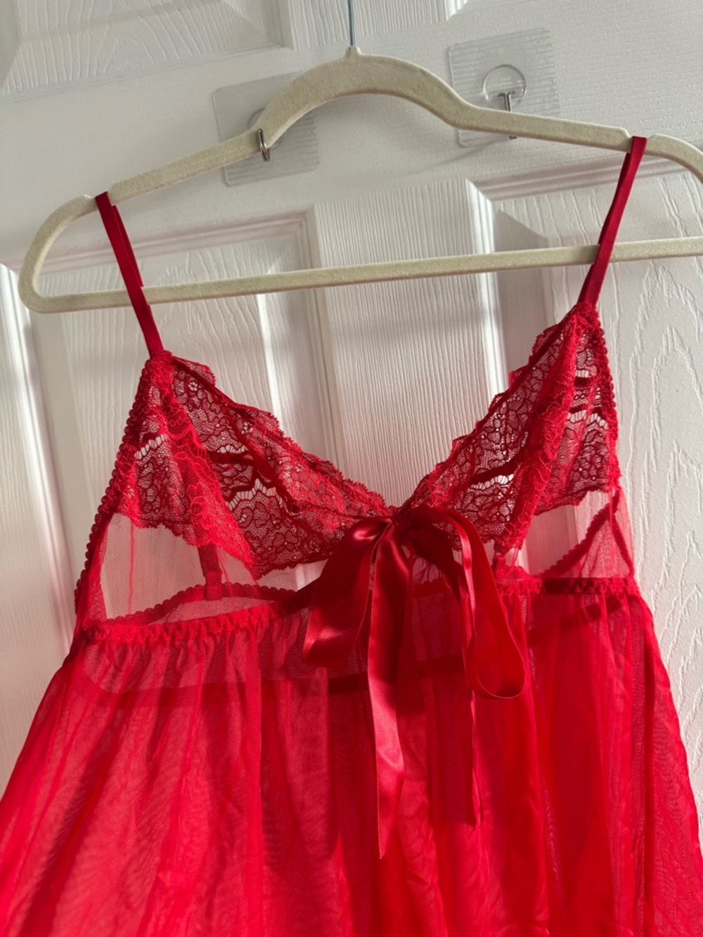 VICTORIA’S SECRET Red Babydoll Lace Lingerie Large - Picture 4 of 11